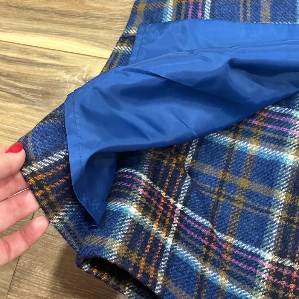 Boden British Tweed By MOON Blue Plaid Tartan Wool Mini Skirt 8 Regular - Picture 5 of 9